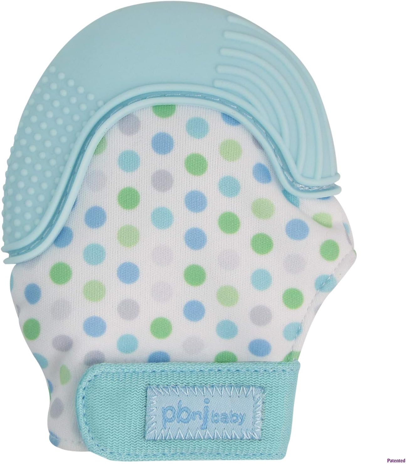 Silicone Infant Teething Mitten Teether Glove Mitt Toy (Blue Dot)