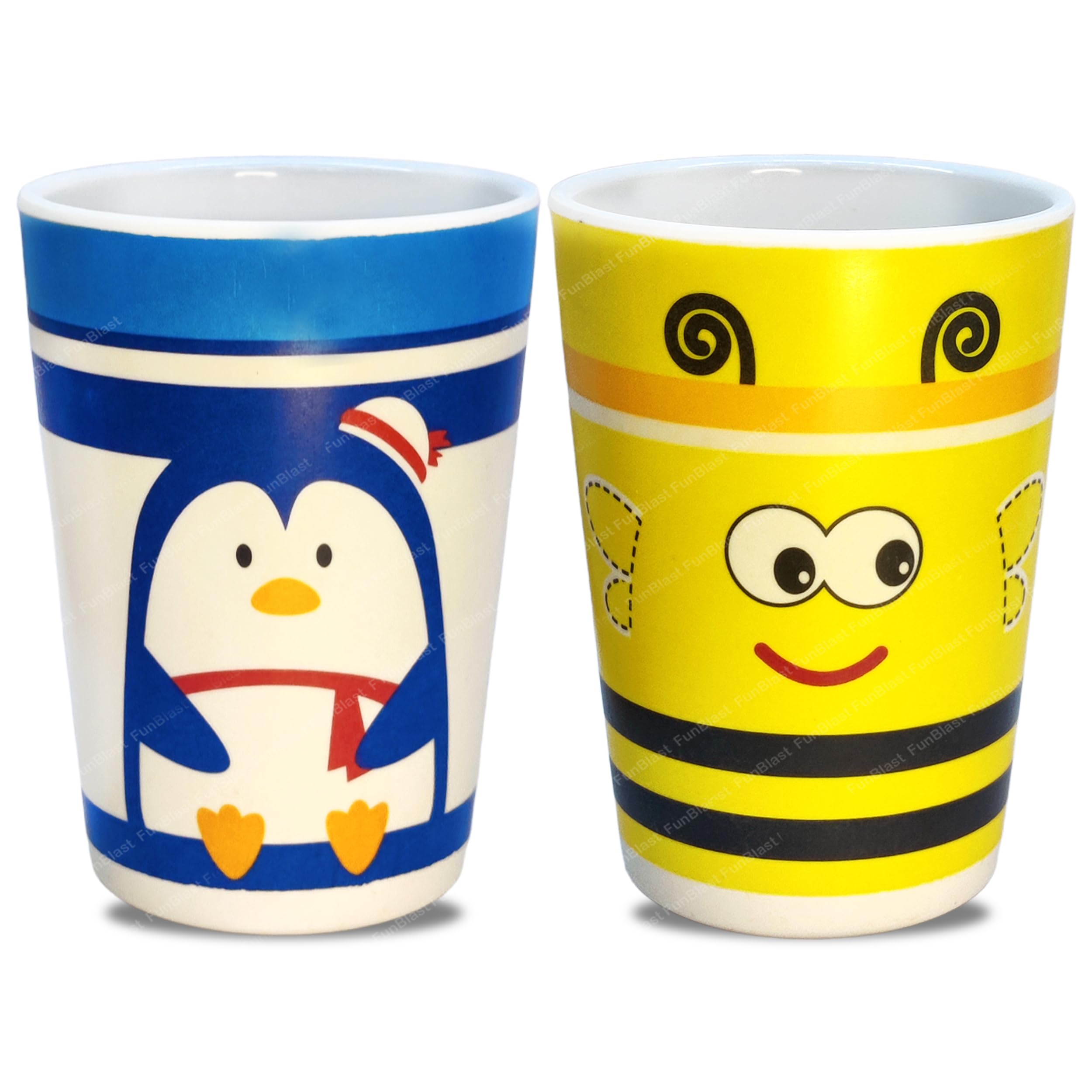 FunBlast Bamboo Fiber Glasses –380 ML Eco-Friendly Bamboo Glasses for Drinking Water, Milk, Juice, Tea, Coffee, Kids Drinking Tumbler, Glass (Assorted Color-2 Pcs)