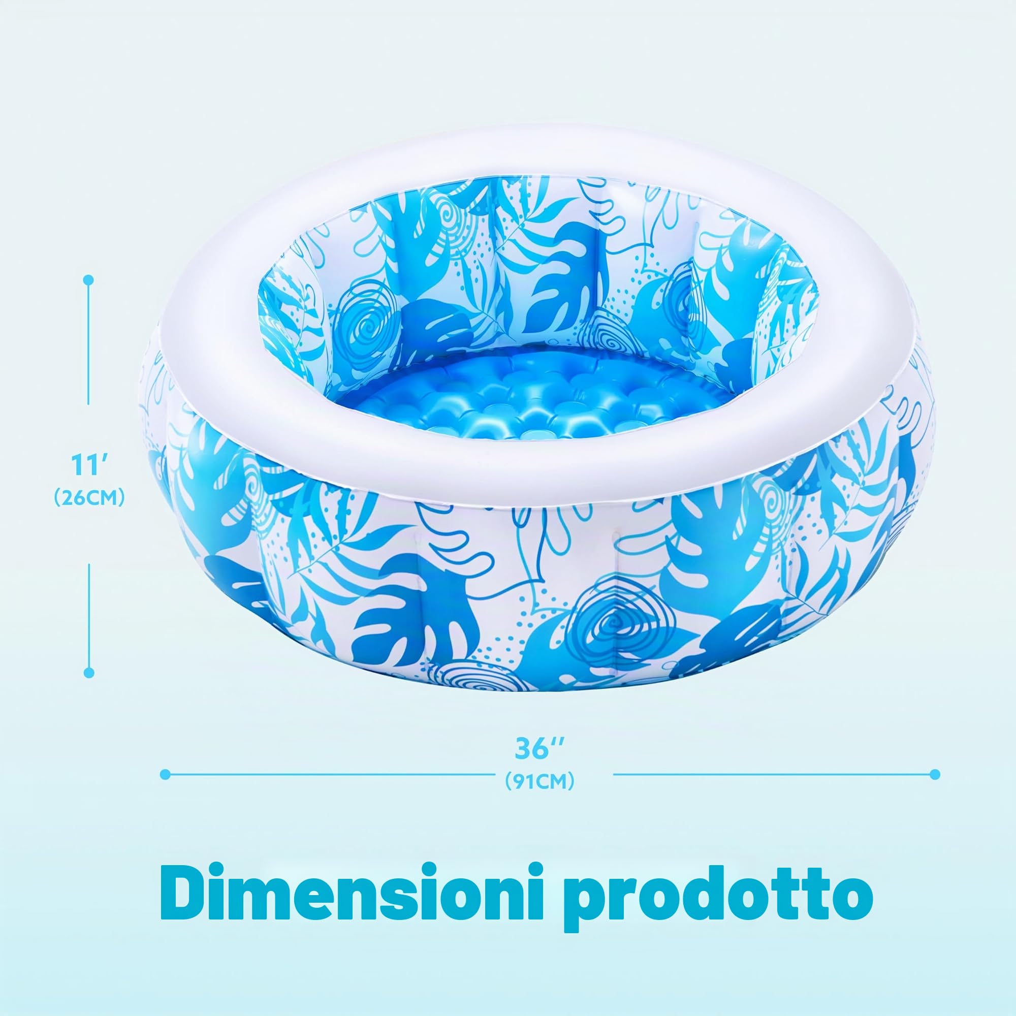 SLOOSH Rotondo Piscina gonfiabile per bambini, 81x81x22 cm, piscina gonfiabile quadrata con palline per feste in piscina, giochi d'acqua portatili per interni ed esterni (blu)