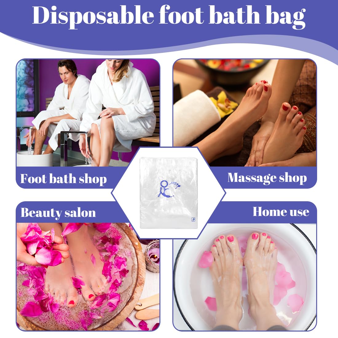 Sacchetti Monouso per Pediluvio 80 Pezzi 65x55cm, Buste Igieniche per Pedicure SPA Podologia, Sacchetti Plastica Resistenti per Vaschetta Pediluvio Trattamenti Piedi