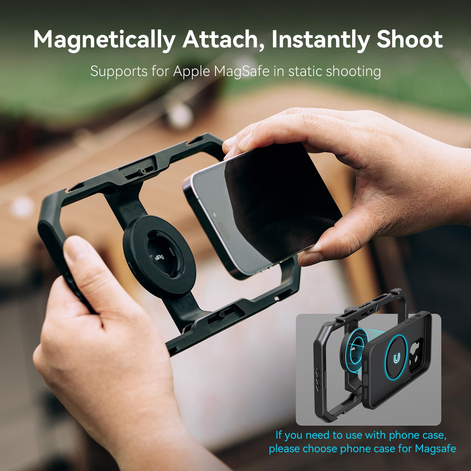 SMALLRIG Uniwersalna Klatka Telefoniczna z Szybkoz??czk?, Magnetyczna Obs?Uga Zestawu Wideo do Smartfona dla Apple Magsafe, Solidna Obudowa Stabilizatora Wideo Telefonu dla iPhone 16/15-4299