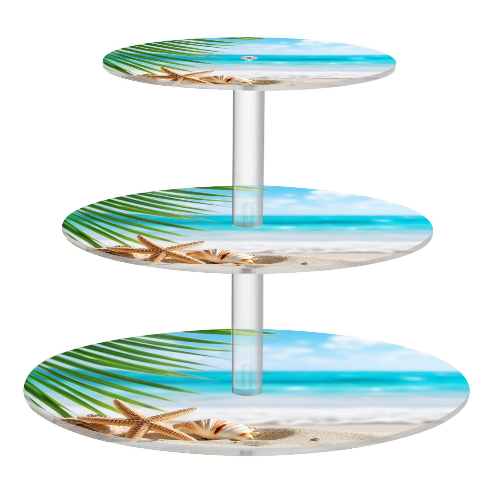 PYBUG Starfish Shell 3 Tier Acrylic Cupcake Stands Tower,Dessert Table Display Set for Tea Party,Wedding,Birthday, Baby Shower