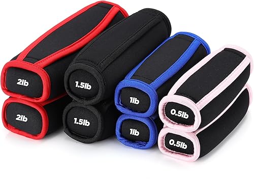 Juego de 4 pares de pesas de mano suaves para mujeres y hombres, 0.5 libras, 1 libra, 1.5 libras, 2 libras, pesas suaves para caminar, peso pequeño,