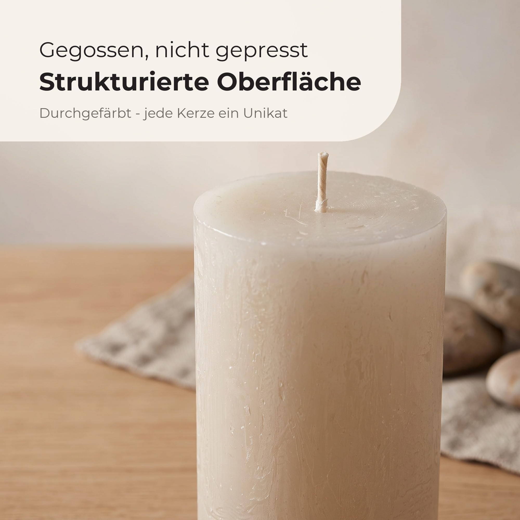 Safe Candle - Candele a colonna Rustic, 140/70 mm, colore bianco