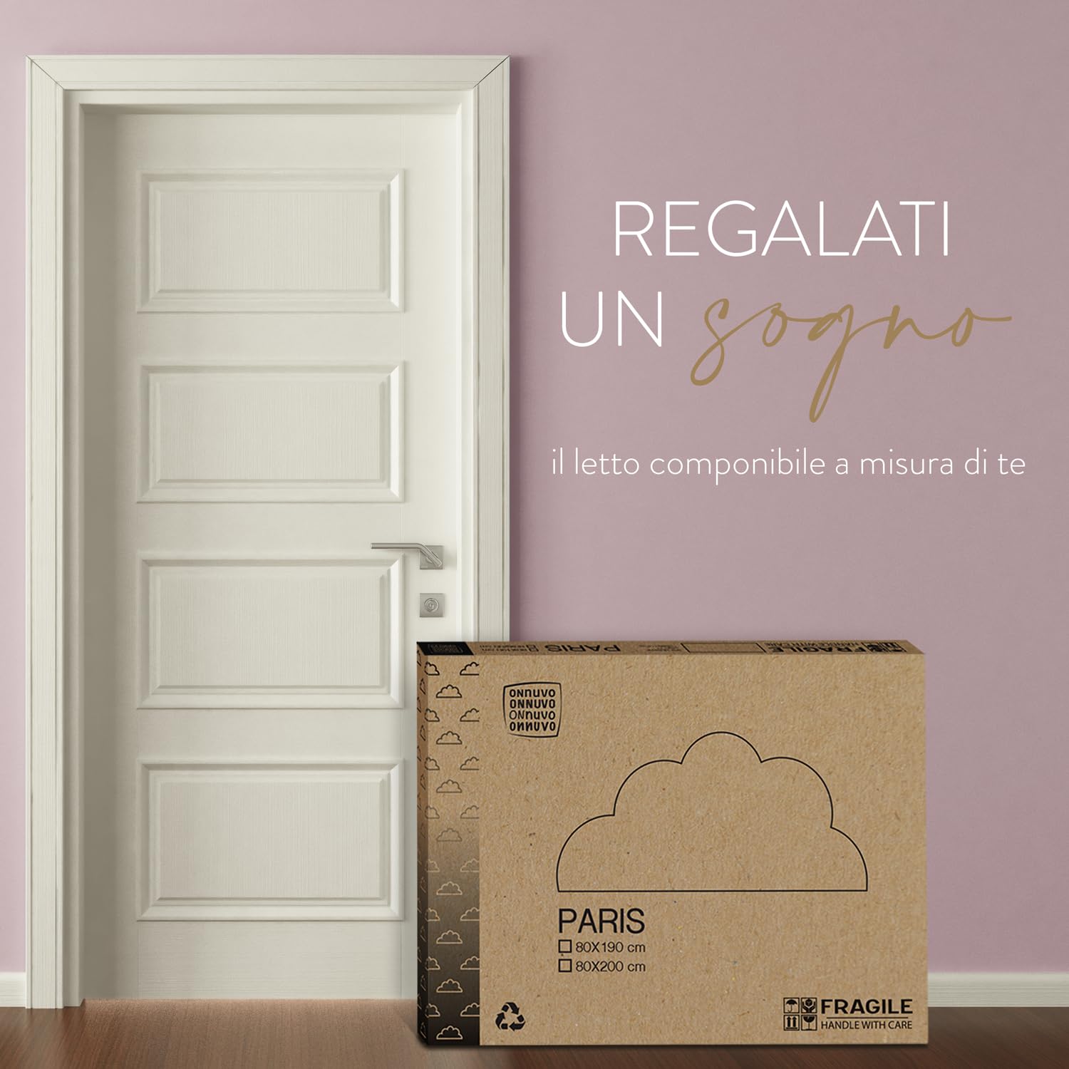 Letto Paris Singolo 80 x 200 PARIS, Grigio Ardesia, Marchio Italiano di Qualità, Doghe INDIPENDENTI Rinforzate, Materiali e Finiture PREMIUM, Sistema Doghe Antirumore, Montaggio Facile e Veloce