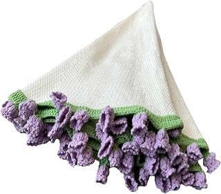 Floral Throw - Crochet Blanket, Knitted Quilt | Soft Romantic Bedding, Decorative Couch Layer, Dorm Gift for Mother's Day, Bedroom Setup for Sofa Napping Comfort