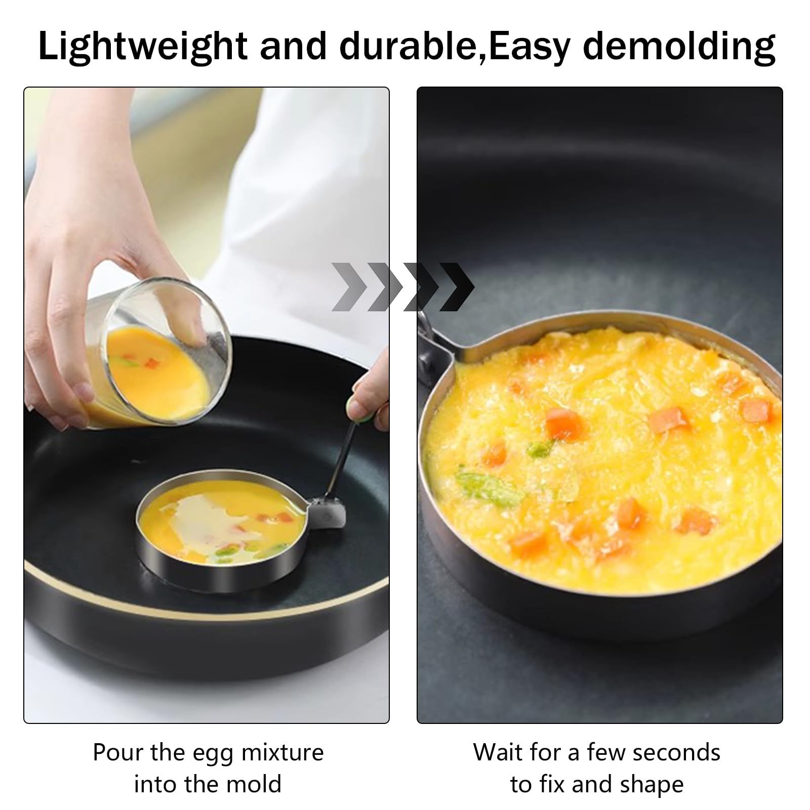 Stampo Per Frittata In Acciaio Inox 8 Pezzi - Forme Diverse Con Separatore E Pennello - Foto 5