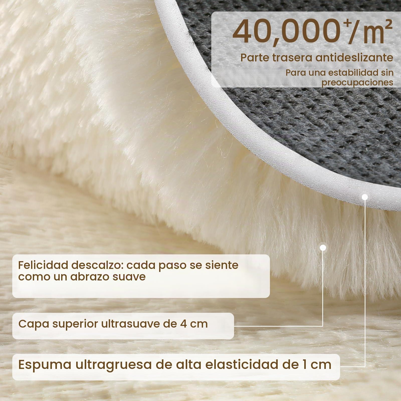 Sour Lemon Alfombra de pelo largo, color crema, lavable, antideslizante, 200 x 300 cm, para salón y dormitorio, habitación infantil