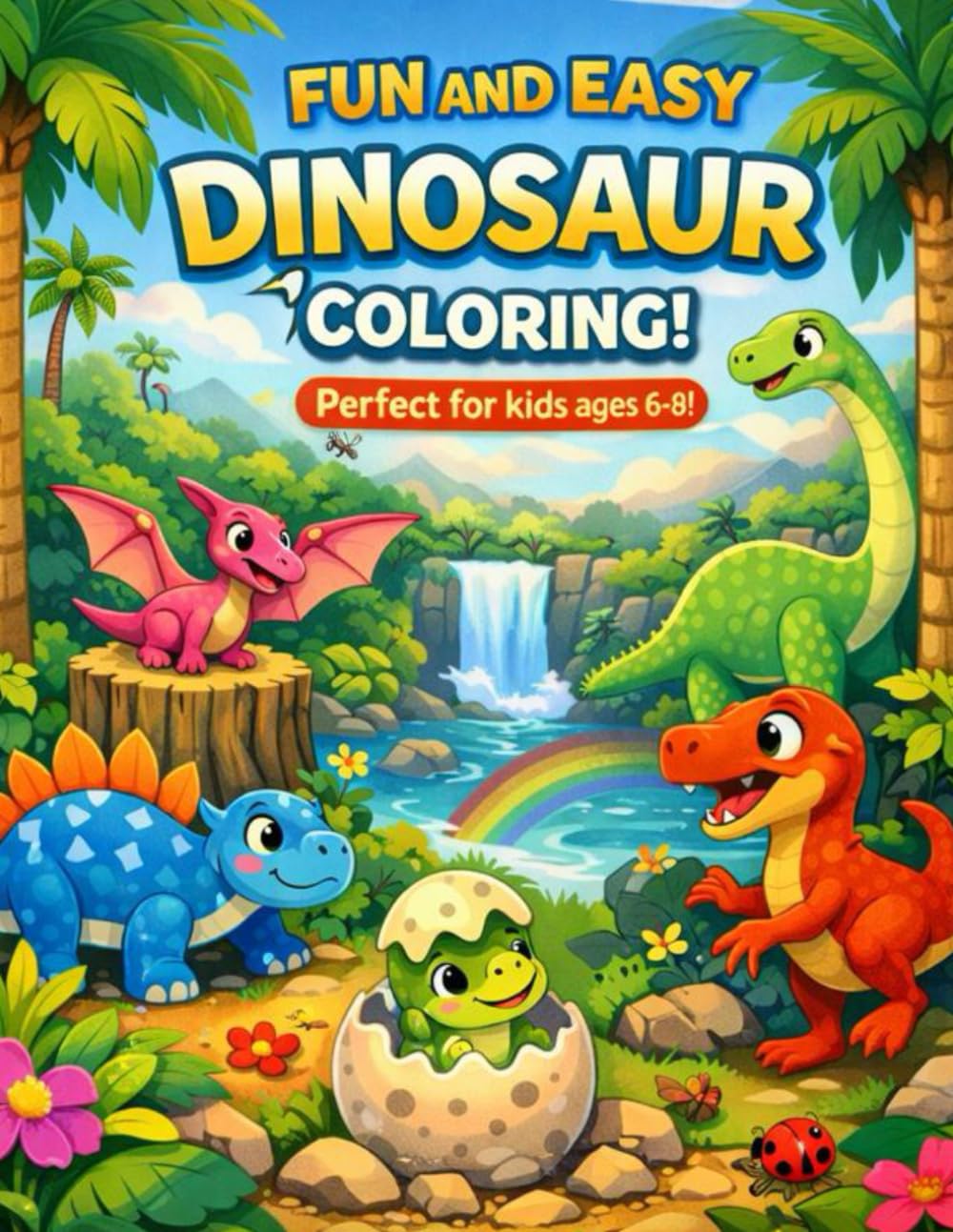 Dinosaur Coloring Book for Kids Ages 6 - 8: Fun and Cute Dinosaurs to Color – Easy, Big & Simple Designs for Boys and Girls | Perfect Gift for Preschool and Early Elementary