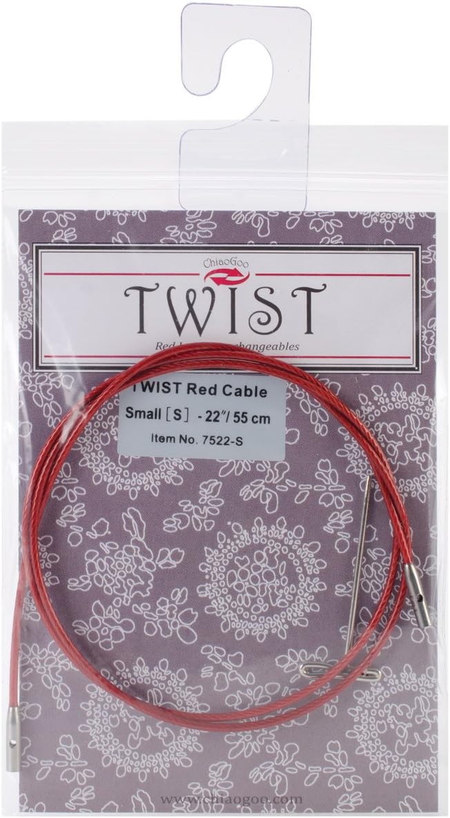ChiaoGoo 7522-S Twist Lace Interchangeable Cables, 22-Inch ,Small, Red