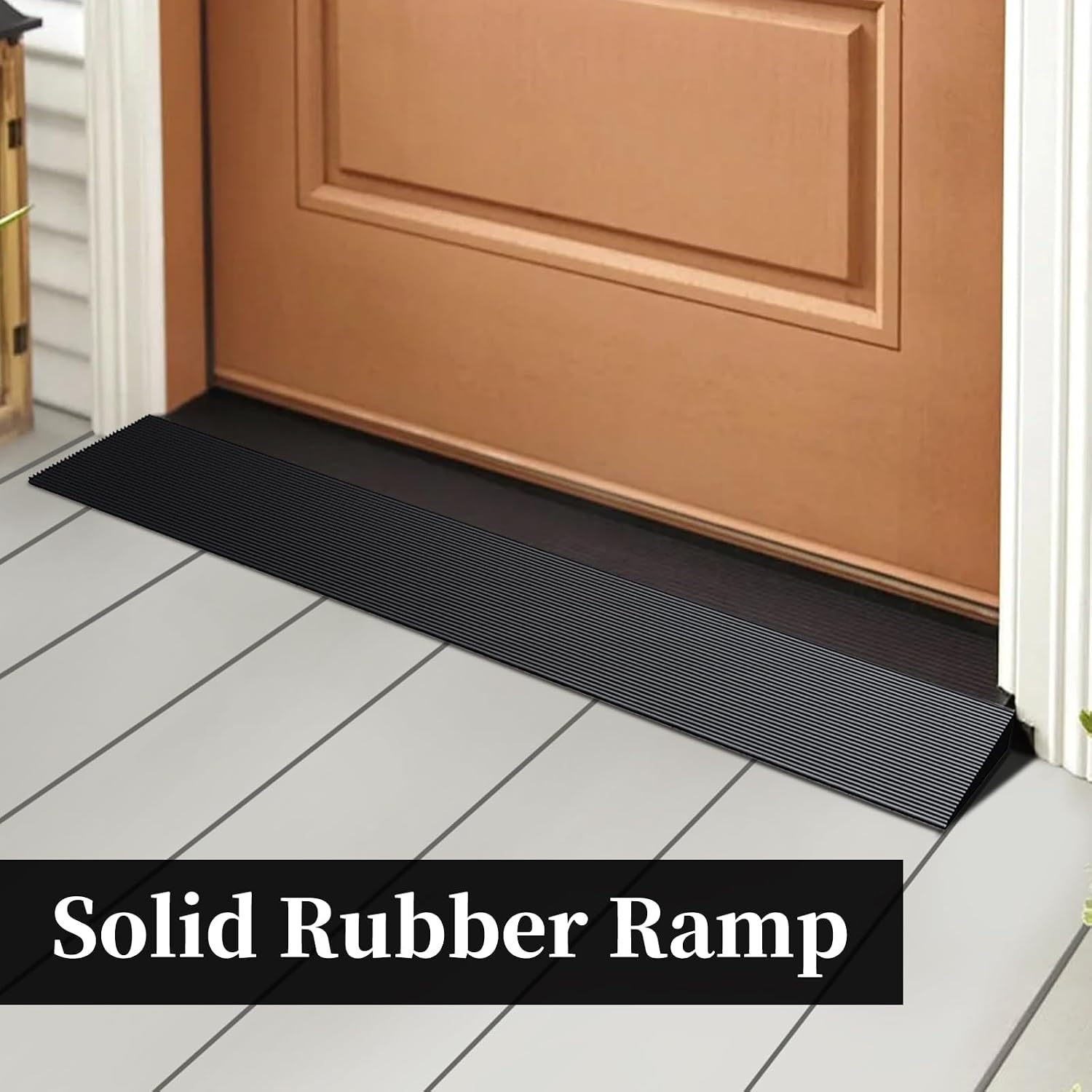 Shikha 1" Rubber Threshold Ramp,Rise Threshold Ramp 1500 LBS Capacity,Non-Slip Wheelchair Ramp for Doorways,Driveways,Steps,Solid Rubber Wheelchair Ramp for Scooter,Wheelchairs,Cuttable (1" Rise)