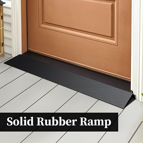 Miniatura 8 de ZXMOTO Rampa de umbral de elevación, rampa de umbral de goma de 1 pulgada de capacidad de 1500 libras, rampa para silla de ruedas de goma sólida