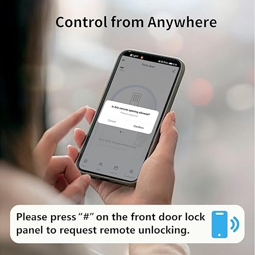 Miniatura 5 de EIYSIE Cerradura de puerta inteligente WiFi con asa, cerradura de huellas dactilares, cerradura de puerta de entrada sin llave con teclado,