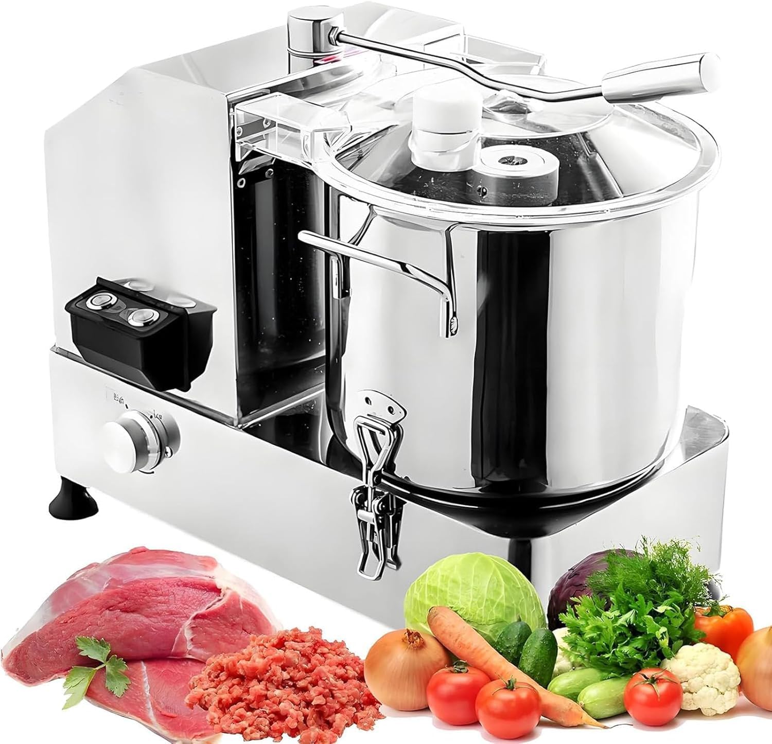 Picador eléctrico multifuncional de acero inoxidable para carne, verduras, frutas y frutos secos con velocidad ajustable para comidas rápidas (HR)