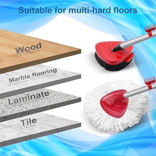 Miniatura 4 de Paquete de 2 cabezales giratorios de repuesto compatibles con O Cedar EasyWring 1Tank, cepillo de fregado mejorado, mango de trapeador de 4