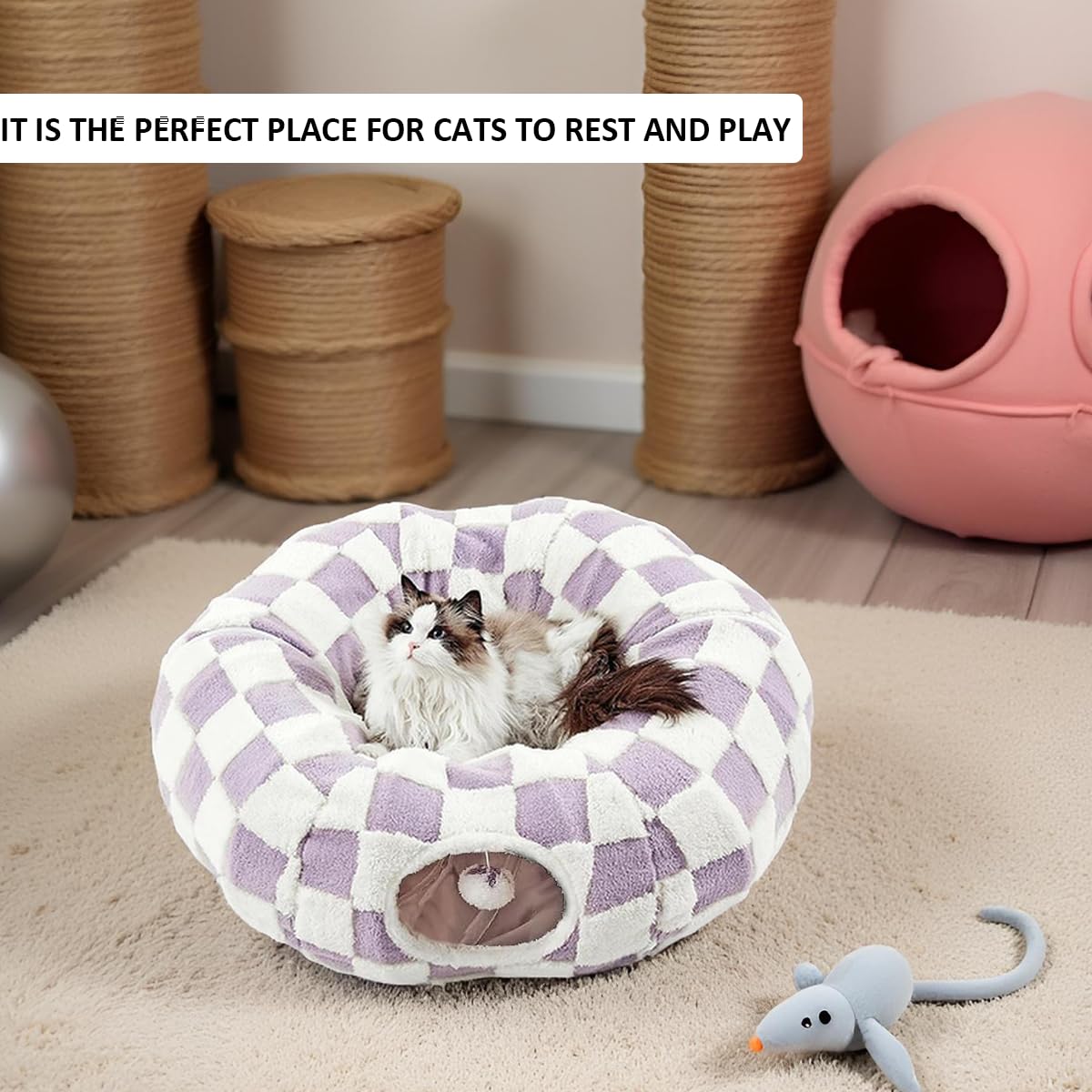 ERNAN Cat Tunnel Bed for Indoor Cats - Image 2
