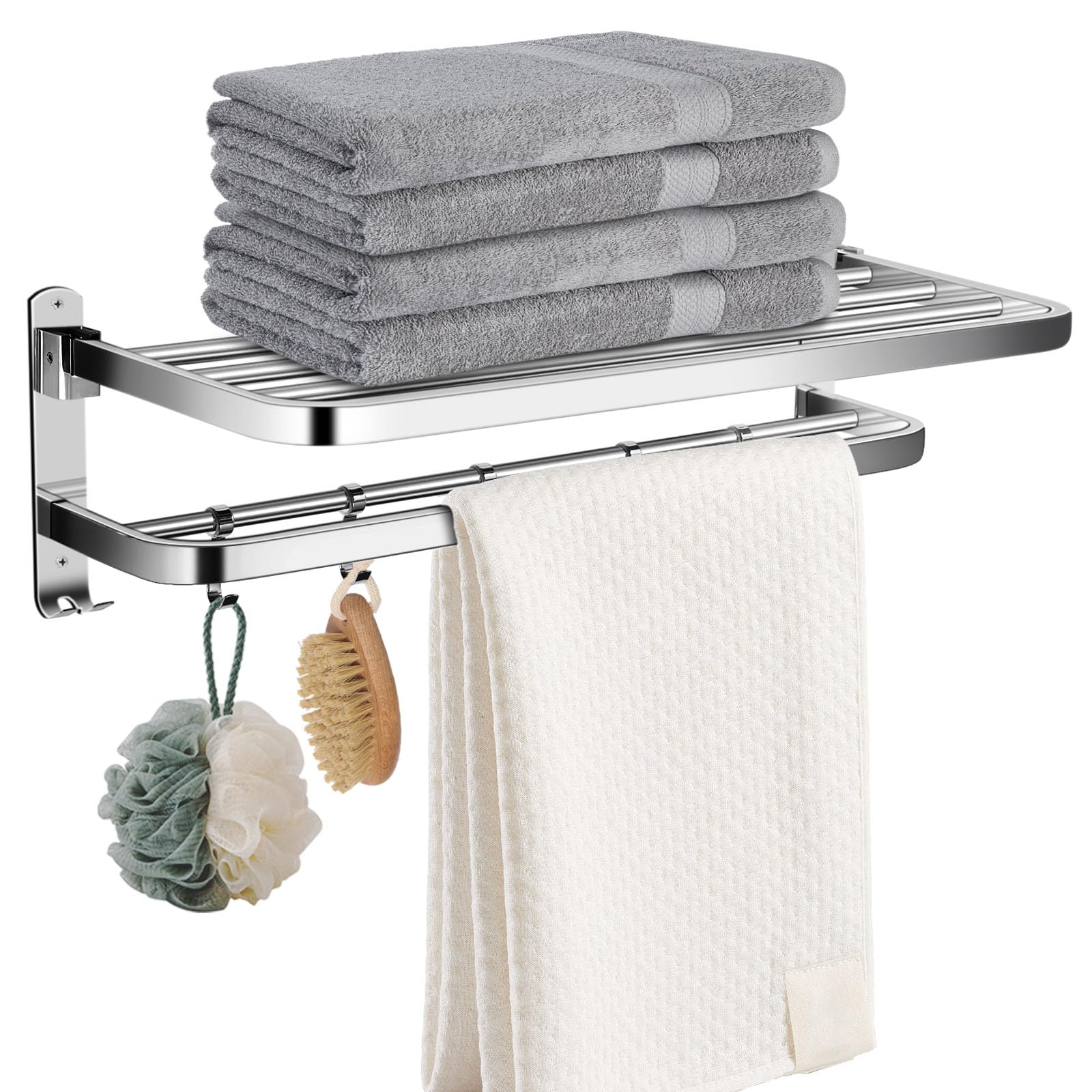 JiGiU Toalleros de Baño Doble Toallero de Barra Cepillado 60cm