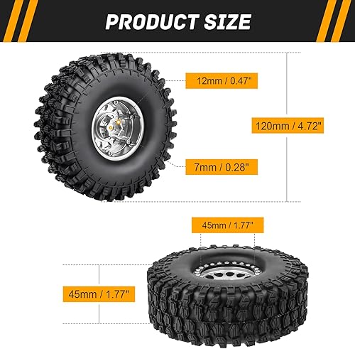 Miniatura 8 de CrazyHobby Ruedas y neumáticos de aluminio 1.9 Beadlock para Traxxas TRX4 Axial SCX10 II III RR10 Wraith Redcat Gen 8 Gen 7 RC4WD escala 110 RC