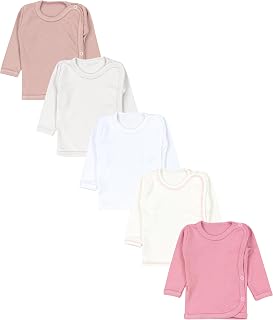 TupTam Unisex Baby Wrap Shirt Long Sleeve Pack of 5 56 White Ecri Light Grey Dusky Pink Pink