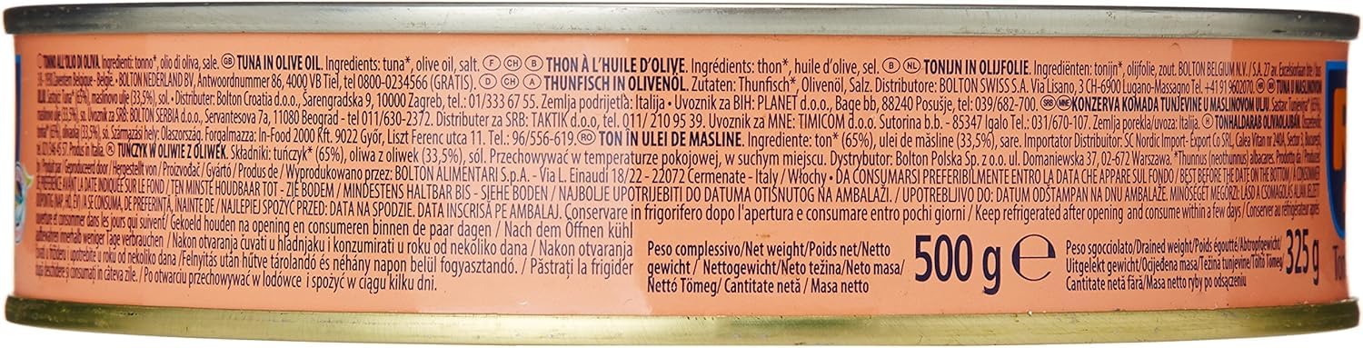 Italian Gourmet Tonno all'Olio di Oliva Thunfisch Konserve zart 3 x 500g | Tranci compatti, reichhaltiger Geschmack, pronti per insalate, pasta fredda, Gesamtnettogewicht 1,5 kg + Kostenlos Polpa 400g