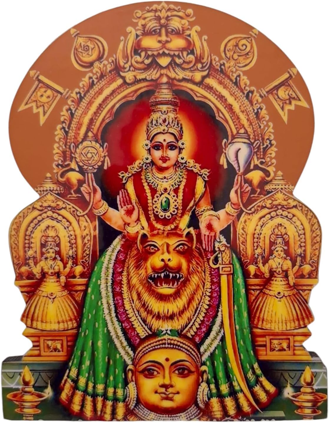 Vils Kollur Goddess Sri Mookambika Devi Divine Holy Blessing Wood & Plastic Photo Frame Cutout with Backstand for Pooja/Gift (4.5 inch X 6 inch)