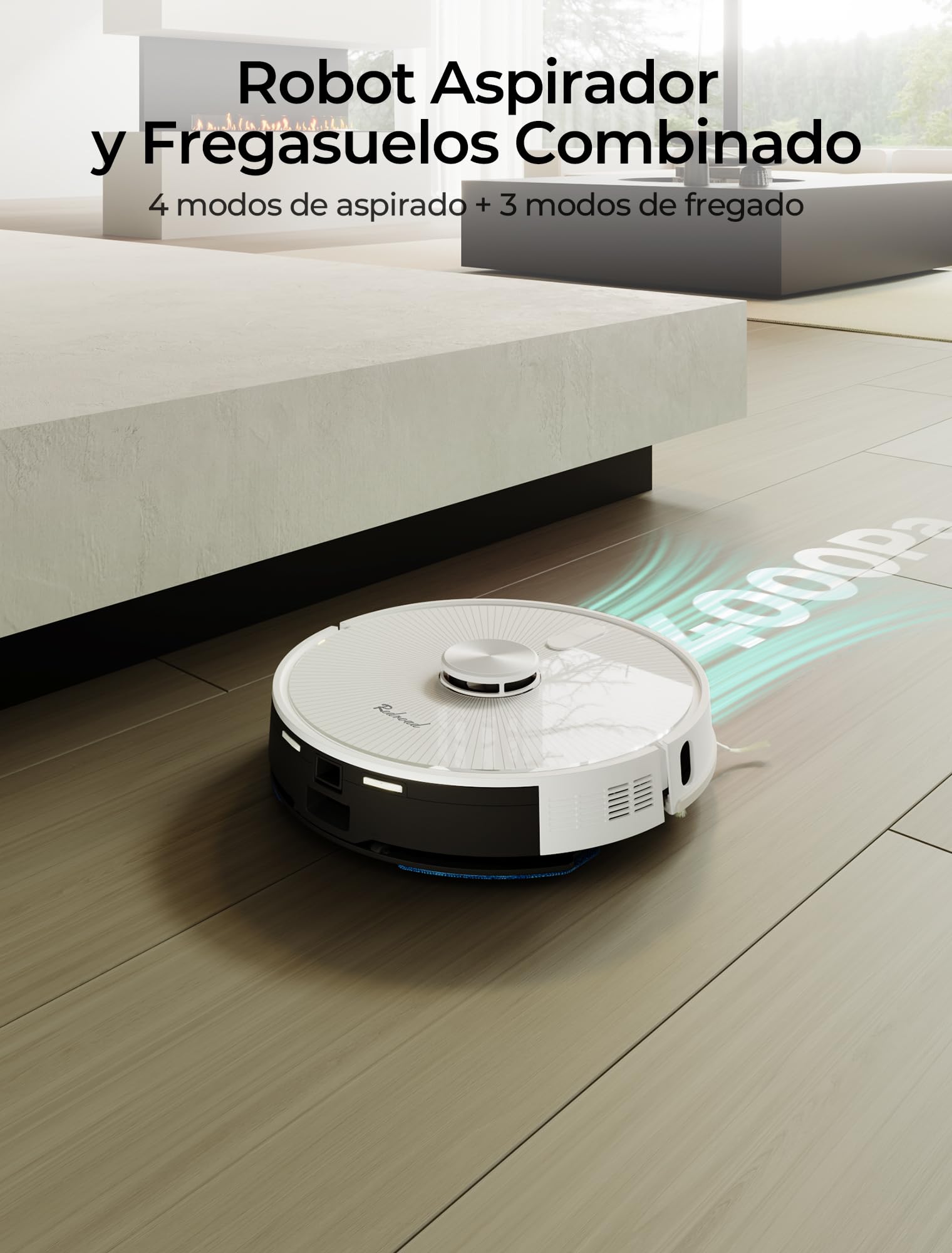 R10 Robot Aspirador y Fregasuelos con Mapeo, Aspira y Friega Suelos, Vaciado Automático de Polvo de 4L, Doble Navegación LiDAR + IMU, Zonas Prohibidas y Muros Virtuales, Control App, Alexa y Google