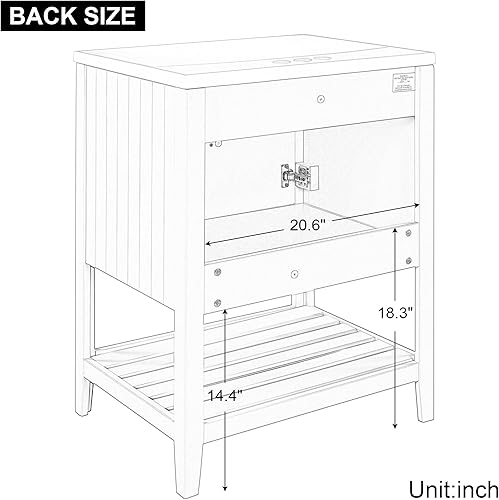 Miniatura 4 de Bellemave Tocador de baño de 36 pulgadas con lavabo de cerámica, armario combinado de montaje inferior, armario de almacenamiento de baño con dos