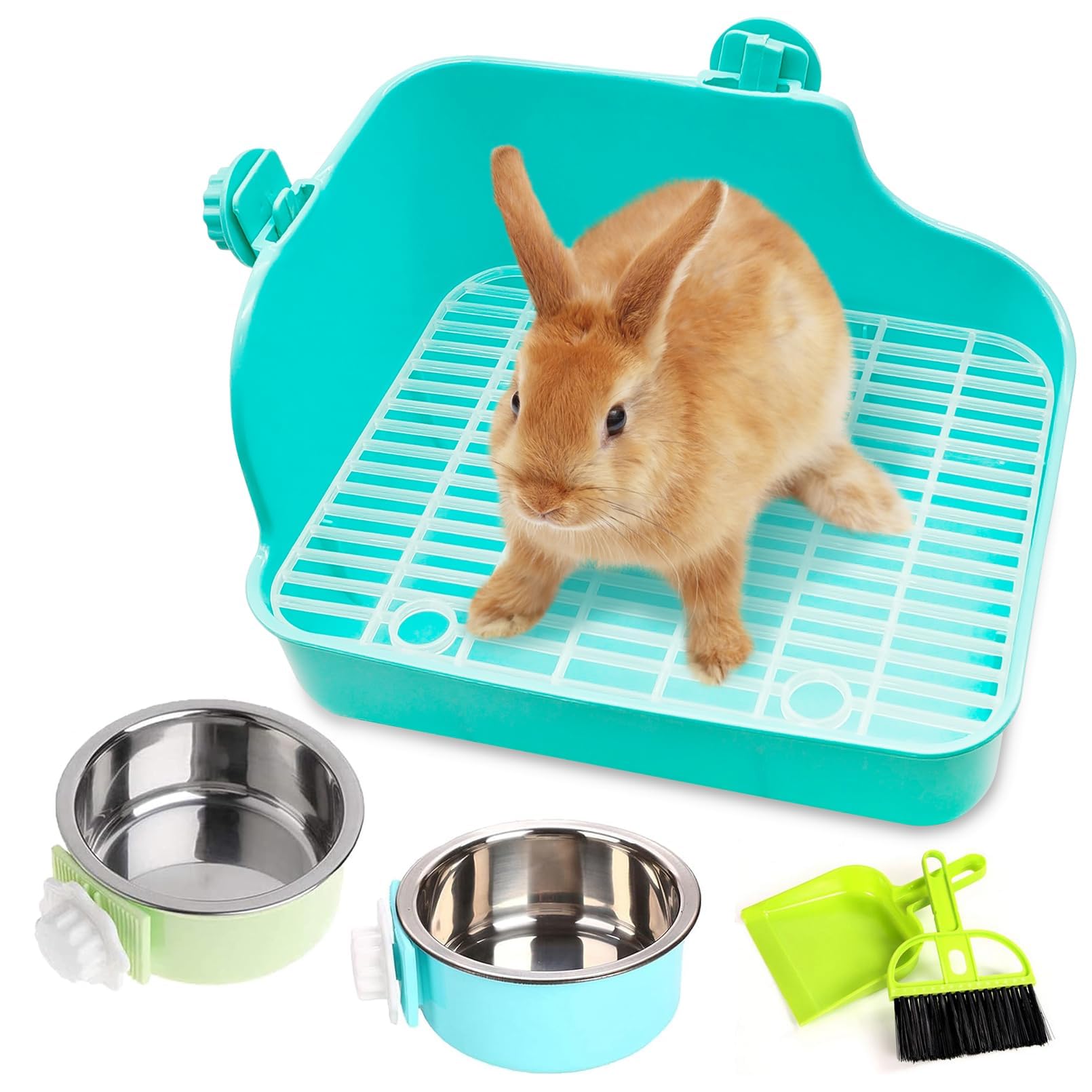 PINVNBY Rabbit Litter Box for Cage Bunny Corner Litter Bedding Box Small Animal Litter Pan Hanging Pet Bowls Cage Potty Trainer Pet Toilet for Rabbit