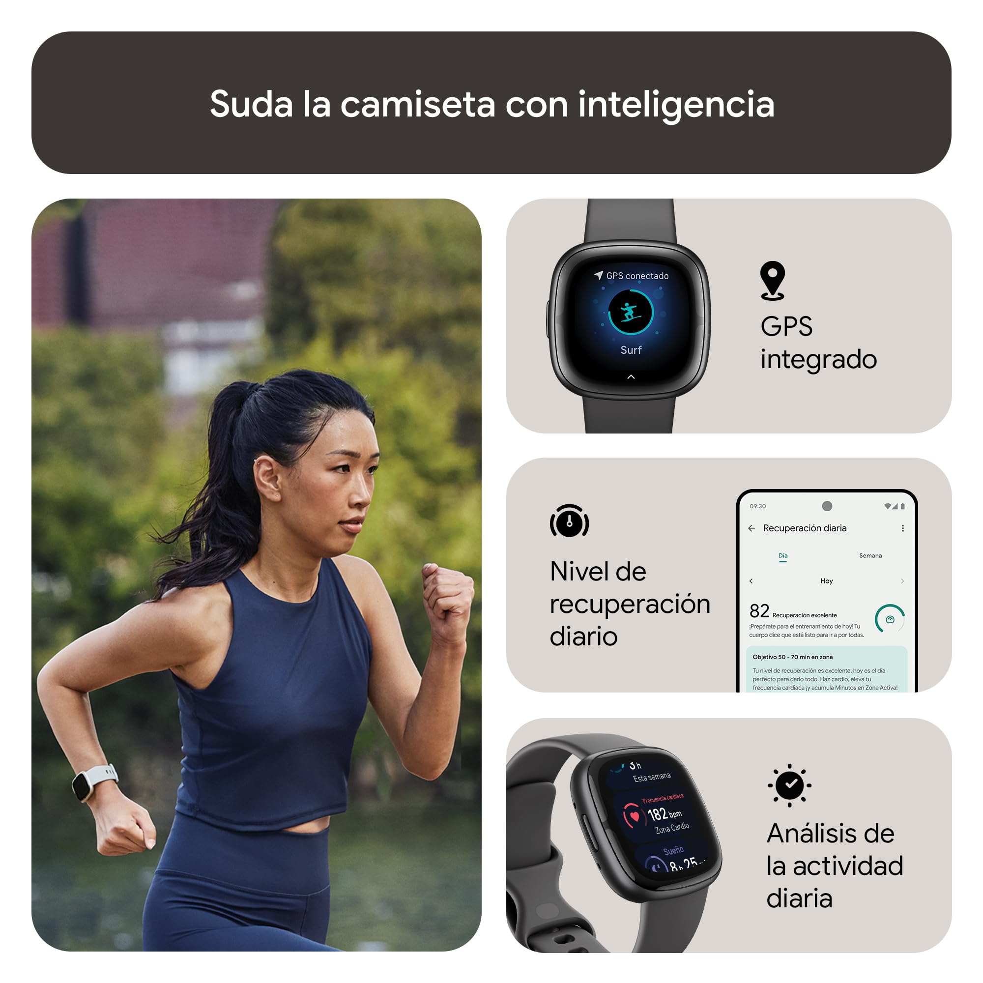 Google Fitbit Sense 2 Smartwatch con GPS, batería 6 días, salud avanzada, iOS 15 y Android 9.0