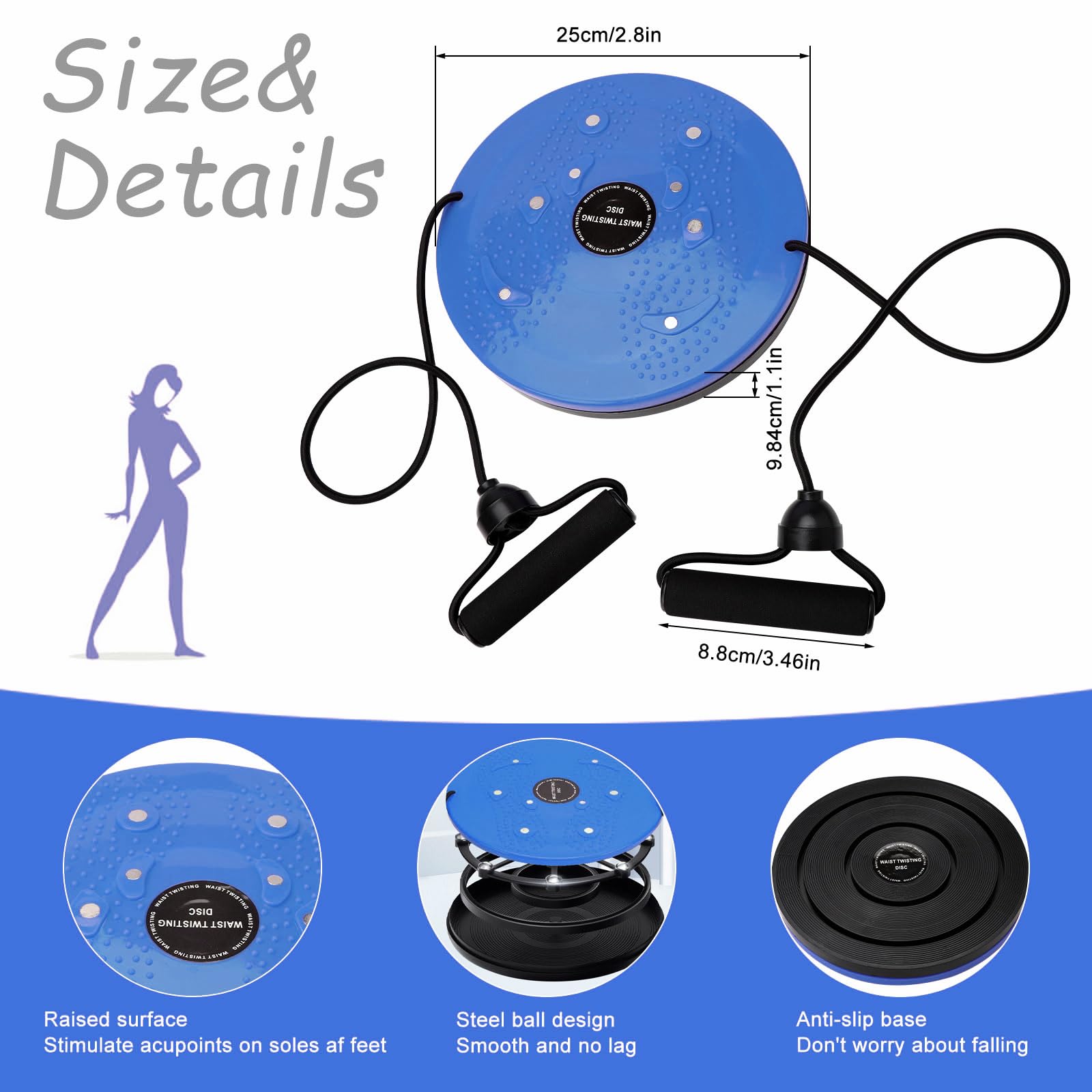 Disco Di Torsione Waist Whisper - Attrezzo Per Dimagrimento Vita, Con Fasce Elastiche E Massaggio Piedi - Foto 7