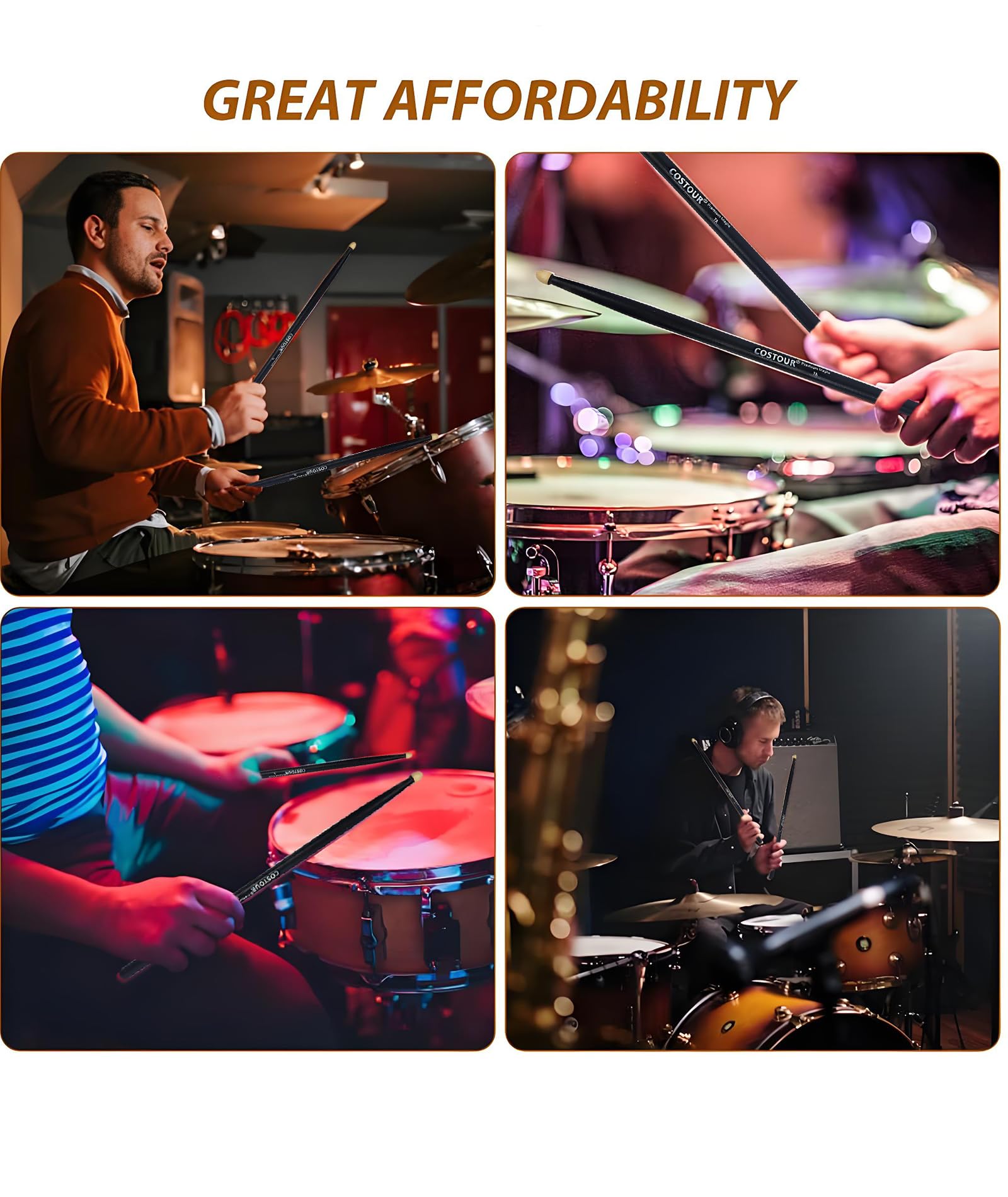 Drum Sticks,7A Drum Sticks,Drumstick,Enhanced Anti Slip Grip,Suitable For Performance and Durable Practice Rock,Suitable for Studio Recording and Live Performances - Image 6 thumbnail