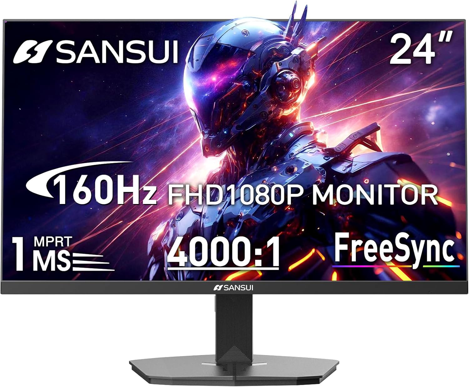 sansui 24 inch gaming monitor 160hz fhd 1080p computer monitor, freesync 1ms 4000:1 contrast, hdmi dp ports vesa support eye care monitor for gaming office (hdmi cable included es-g24f4m) 24 inch/160hz/gaming 24 inch/160hz/gaming