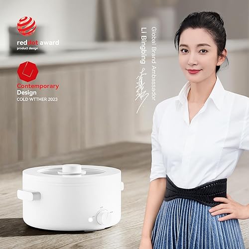 Miniatura 8 de Hot Pot Electric,2L Ceramic Glaze Non-Stick Pan, Portable Hot Pot with Dual Power Adjustment, Electric Cooker for Egg, Ramen, Oatmeal,Soup Quick
