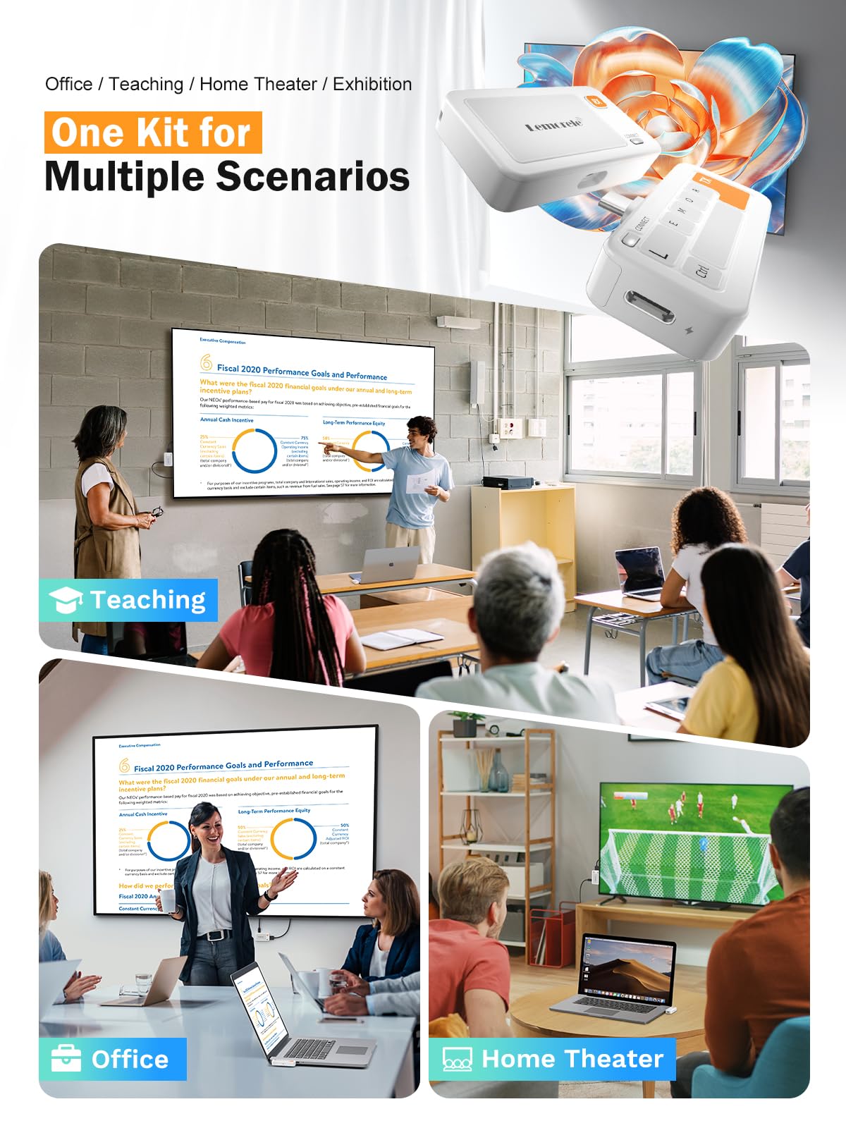 Lemorele Transmisor y Receptor USB C inalámbrico, 50M Plug&Play 5G HDMI transmisión inalámbrica para Streaming de Video y Audio Desde USB-C i-Phone/Tablet/Laptop a Monitor o proyector