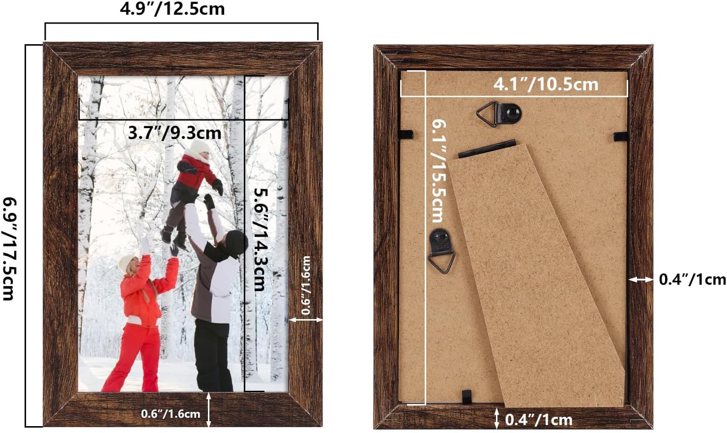 PHAREGE 4x6 Picture Frame Bulk Distressed Brown, Set of 18 MDF Wood Grain Frame for Display 4 by 6 Family Wedding Photos on Tabletop or Wall