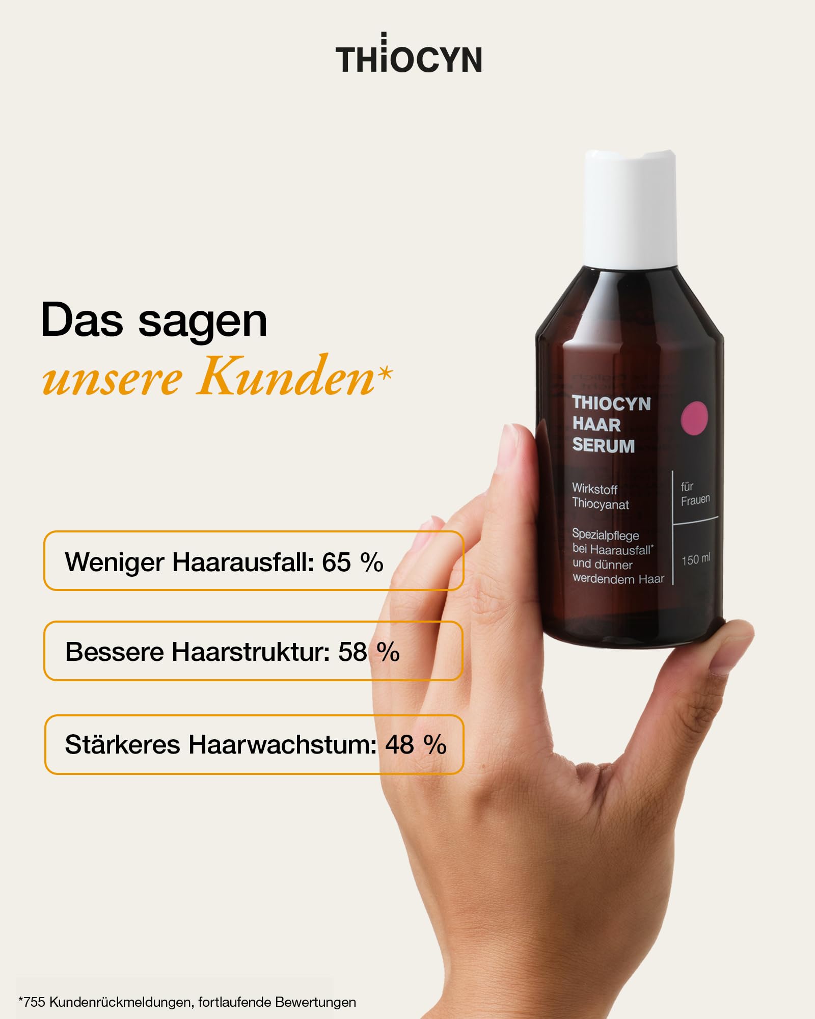 Thiocyn Serum do włosów przeciw wypadaniu włosów dla kobiet 3 x 150 ml – przyspieszenie wzrostu włosów z tiocyjaniananem, biotyną i ryboflawiną – specjalna pielęgnacja przy wypadaniu włosów