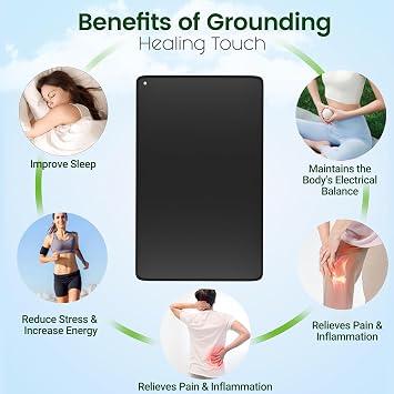 Grounding Mat, Earth Grounding Mat Earthing with UK Adapter & 15ft Grounding Cord, Grounding Well Mat for Feet, Pain Relief, Relaxation & Stress Relief, Indoor Grounding pad (24.1x16in)