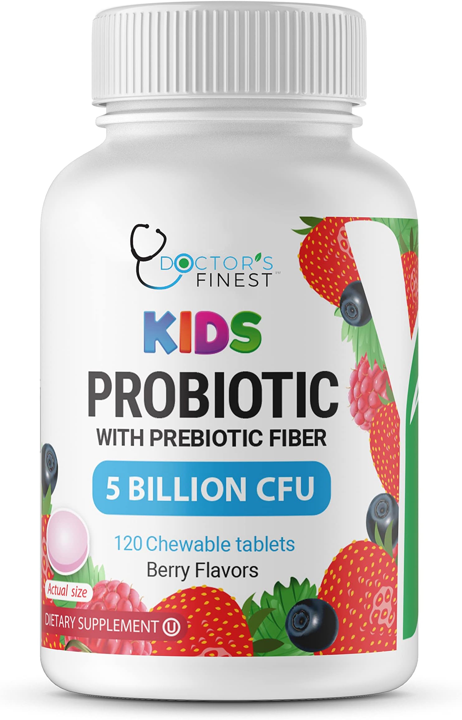 Probiotics with Prebiotic Fiber 5 Billion Microflora Chewables for Kids – Vegetarian, GMO-Free & Gluten Free Vitamin – Great Tasting Supplement – Natural Flavor Pectin Chews – 120 Count