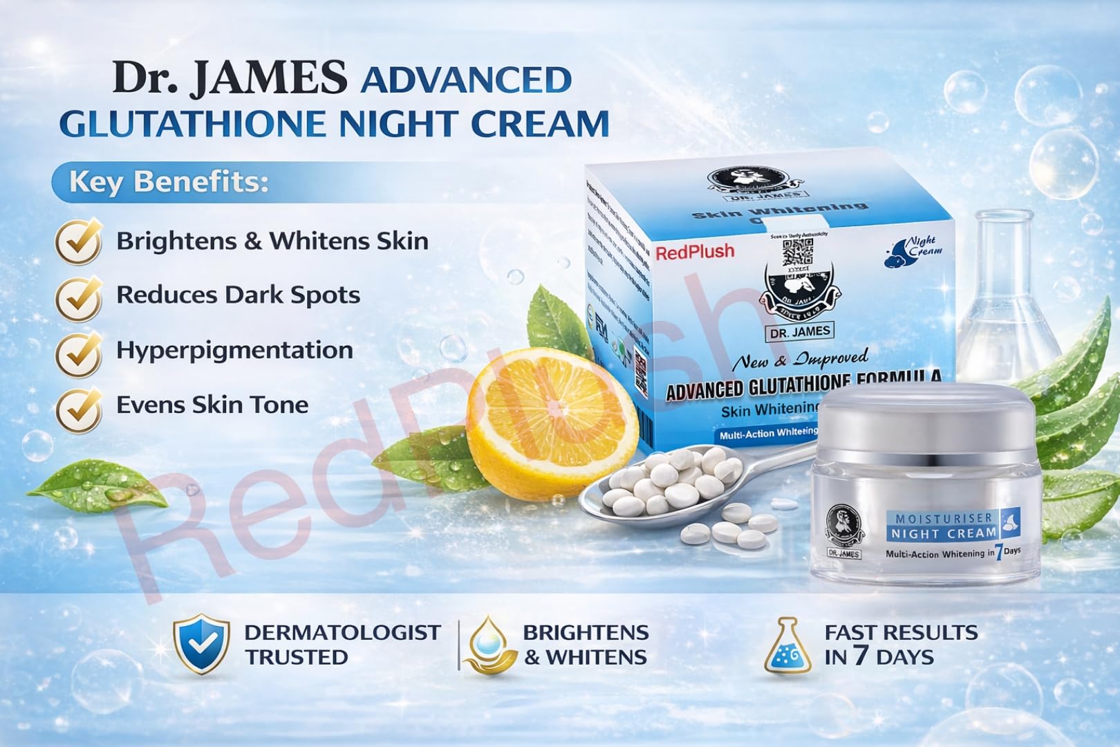 Redplush Dr James Advance Glutathione Brightening Night Cream Dark Circles  | Desertcart Gibraltar