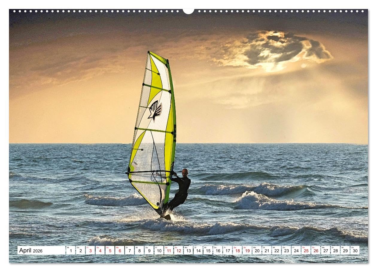 Funsport Windsurfen (hochwertiger Premium Wandkalender 2026 DIN A2 quer), Kunstdruck in Hochglanz: Atemraubenden Surfszenen, aufgenommen an traumhaften Surfspots (CALVENDO Sport)