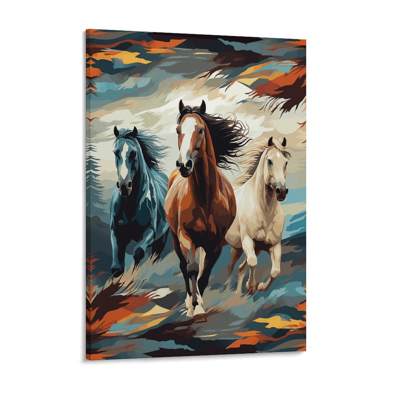 A Pattern with Horses As A Background Canvas Wall Art for Bedroom 18x24inch Canvas Prints Artwork for Walls Modern Picture Artwork Painting for Living Room Aesthetic Wall Paintings for Bathro