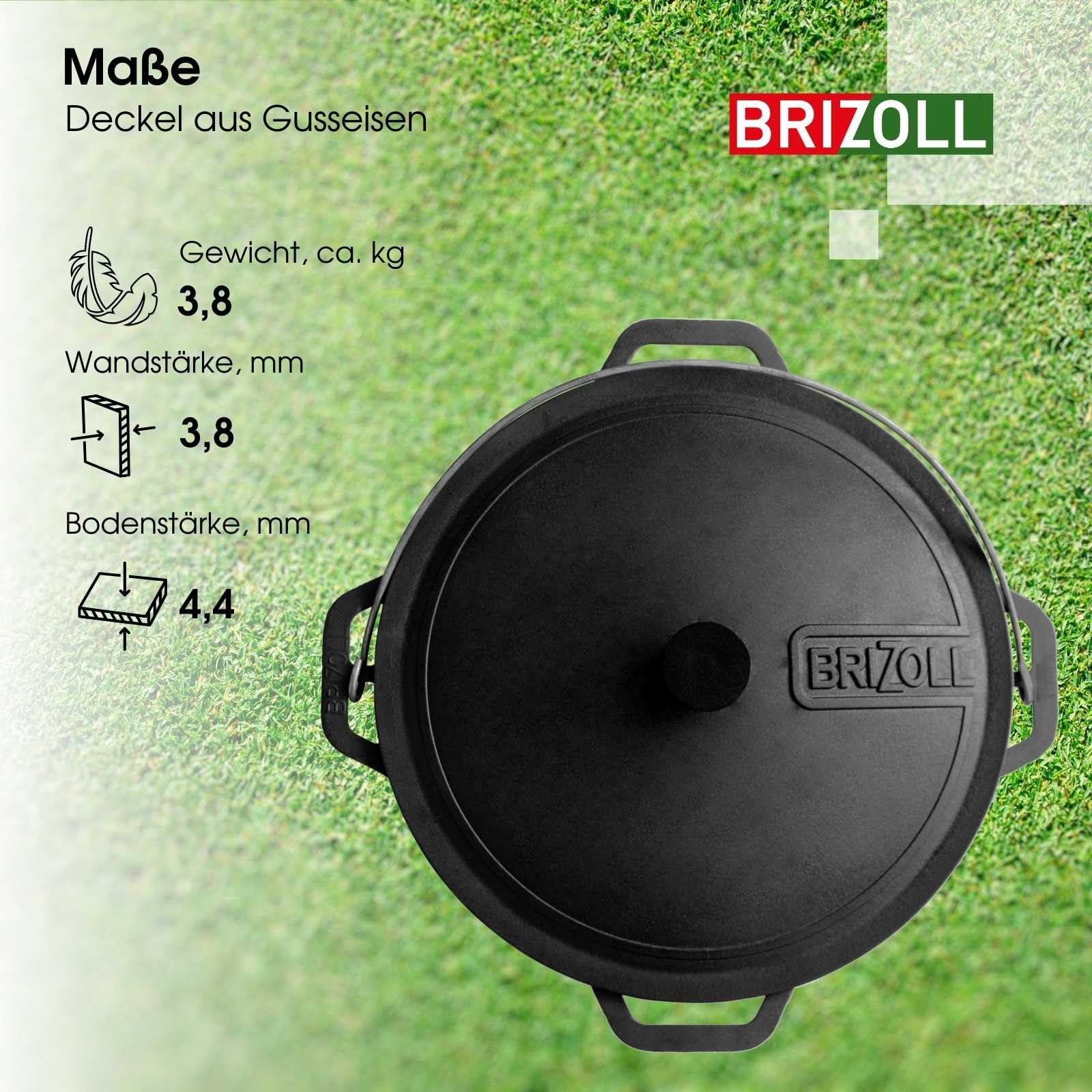 4BIG.fun 10L Gusseisen Schwenktopf Kazan Asia Kasan mit Deckel aus Gusseisen Grillwok Wokpfanne Grill Cast Iron Campingtopf Kessel Wok Traditioneller