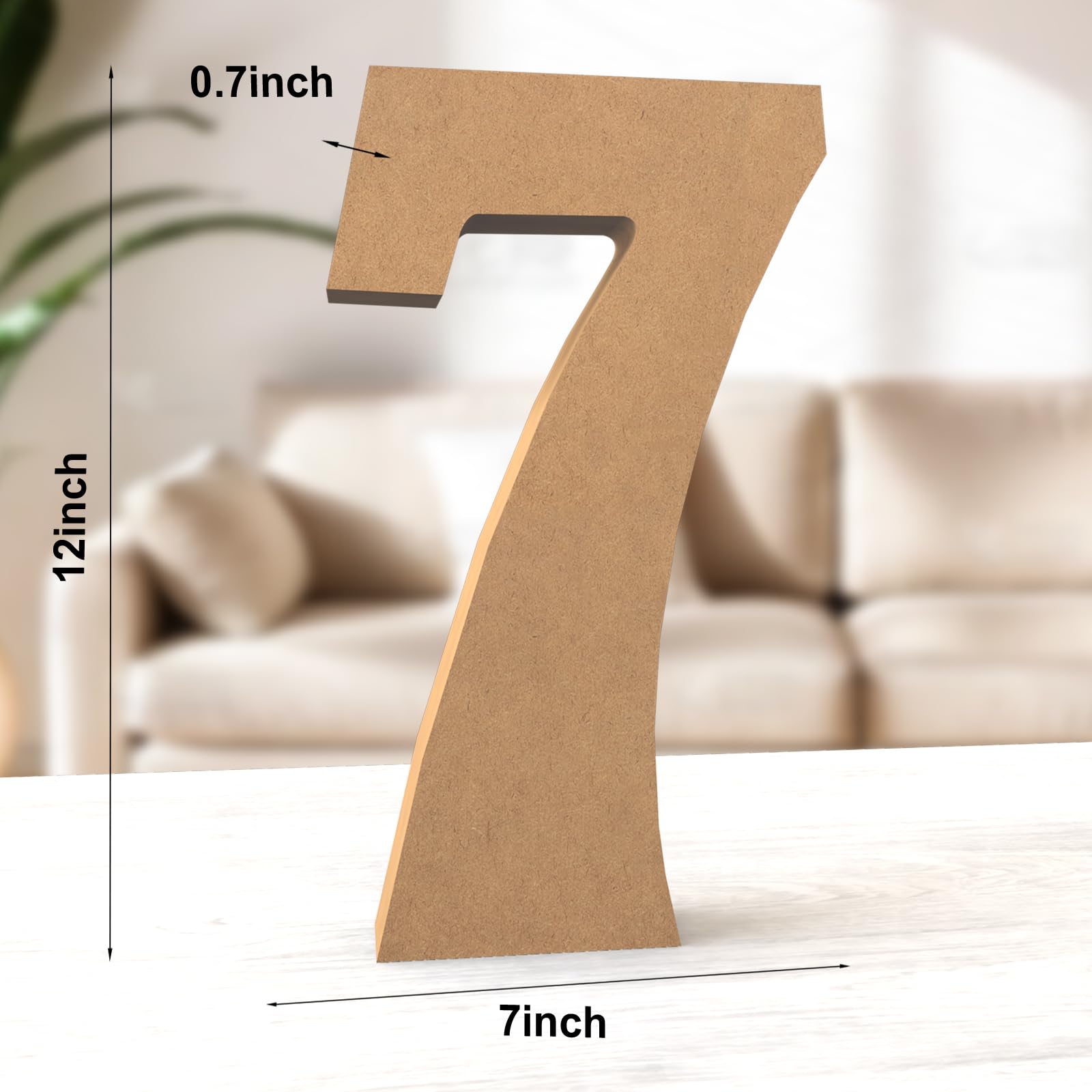 Aruatu 12 Inch Balsa Wooden Numbers Unfinished Wood Numbers for Wall Decor Decorative Standing Numbers Large Numbers for Wall Decoration for Craft Home Party Projects (7) - Image 2