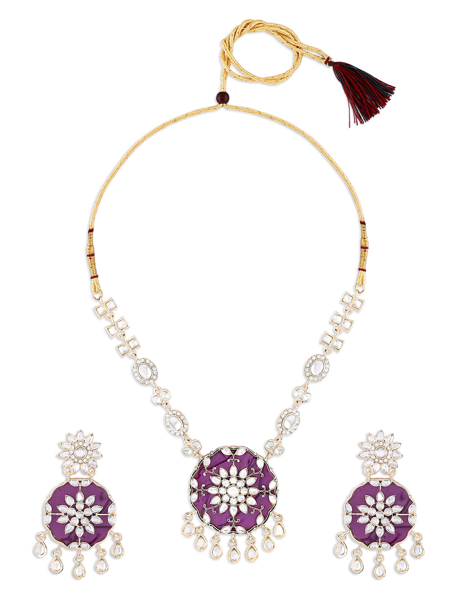 ZAVERI PEARLS Purple Stones Dazzling Austrian Diamonds Embellished Floral Design Necklace & Earring Set For Women-ZPFK17665 (B0CZXZP19N) Amazon Price History, Amazon Price Tracker