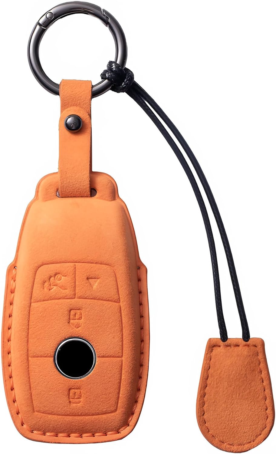 for Mercedes Benz key fob cover Suede Genuine Leather with keychain,Leather Protector Key case compatible with 2017-2023 E-Class 2018-2021 S-Class 2019-2023 A-Class C-Class G-Class