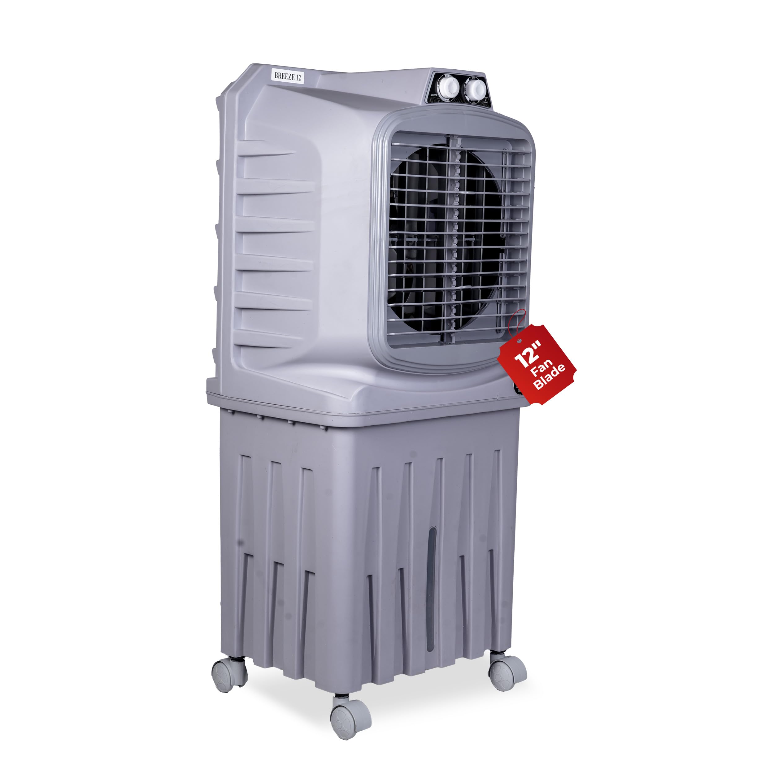 HAVAI Breeze-12 Personal Air Cooler | 50L Tank | 12″ Blade | Ideal for 100 sq ft Rooms | 98W Power | 8 ft Air Throw | 2600 RPM | Auto-Louver | 3-Speed | 1-Year On-Site Warranty (Grey)