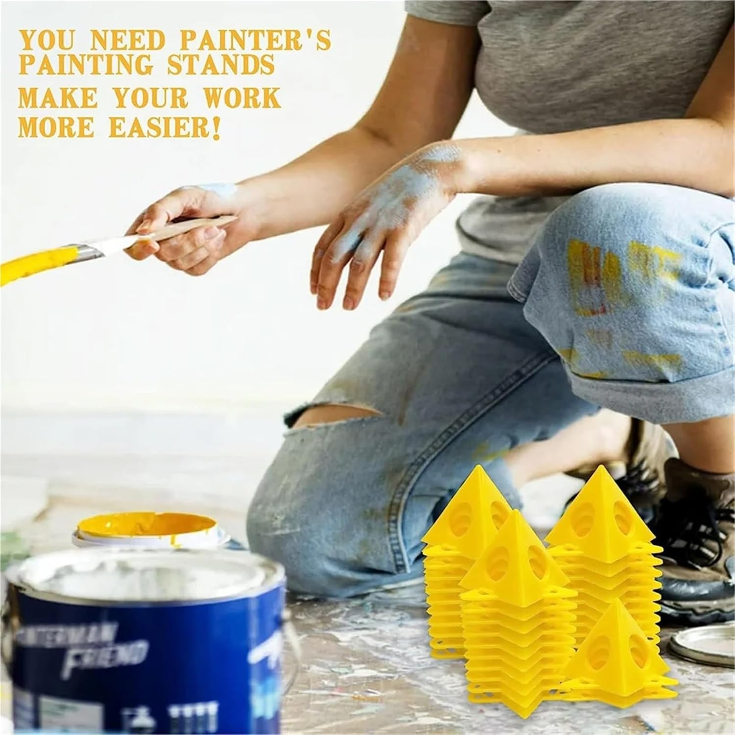 Painters Pyramids 140pcs Mini Paint Stands Triangle Pads Pyramid Stand Woodworking Tripod -Painting Bracket Block Auxiliary Tool