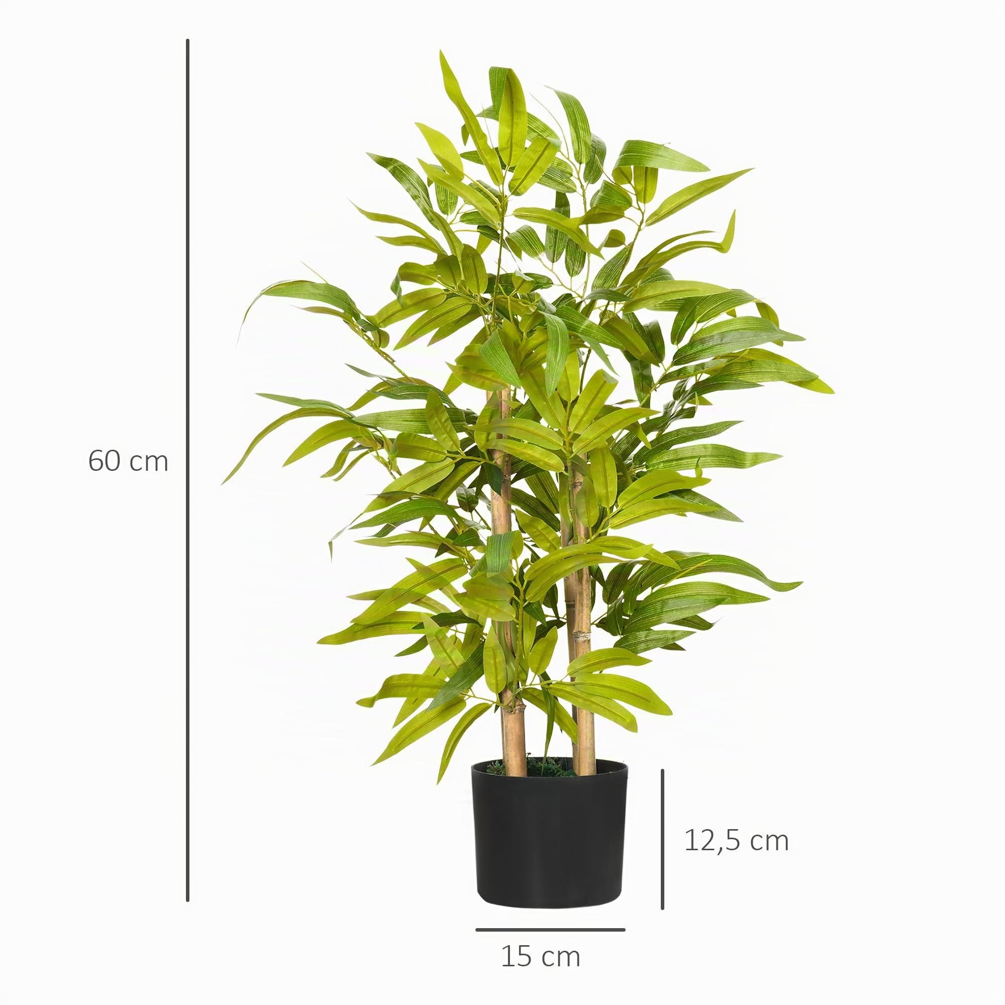 HOMCOM Árbol de Bambú Artificial Decorativo en Maceta 60cm