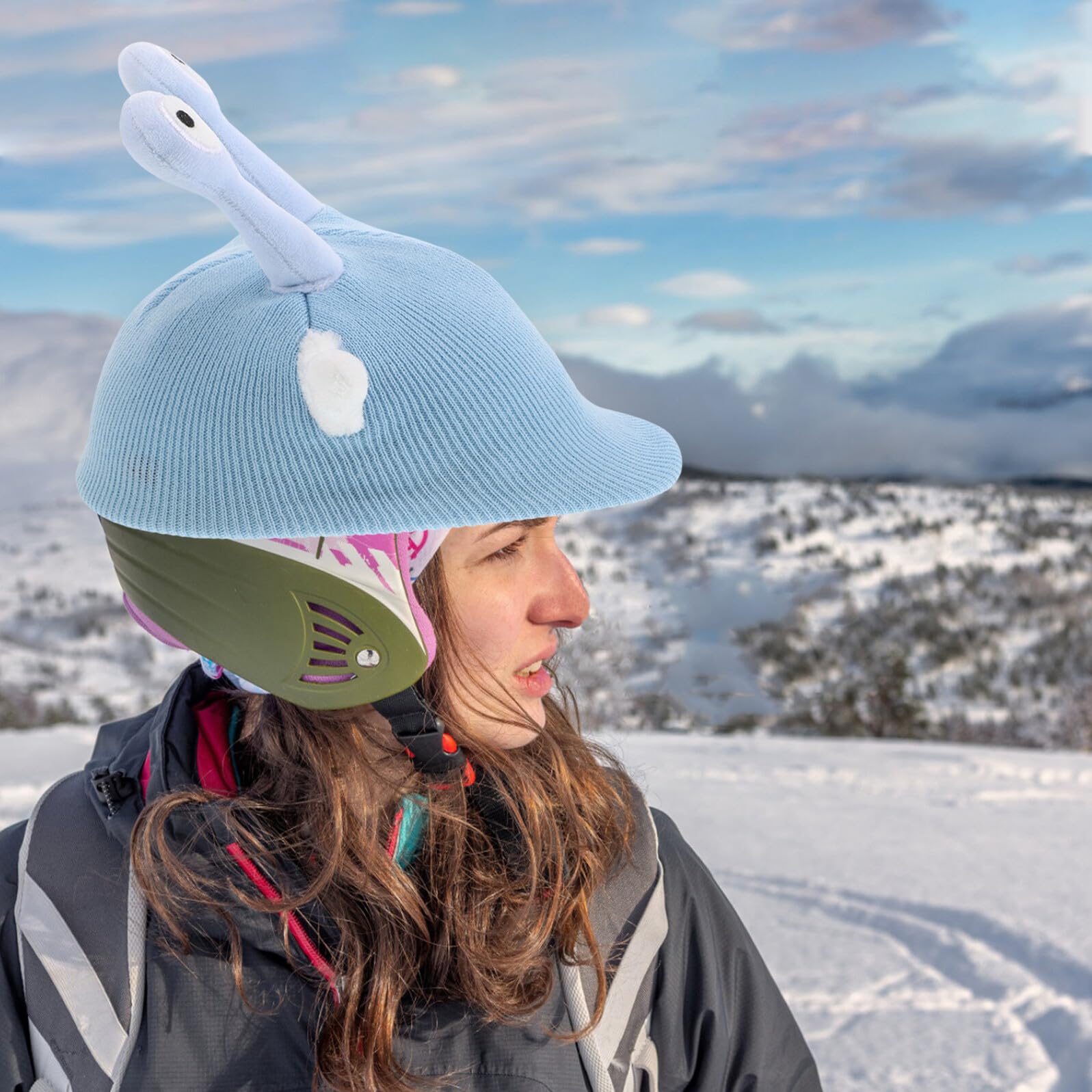 TOYANDONA 2 Pezzi Copricasco da Sci in Maglia con Antenne Design Alieno Colorato Protezione per Casco per Sport Invernali e Sci