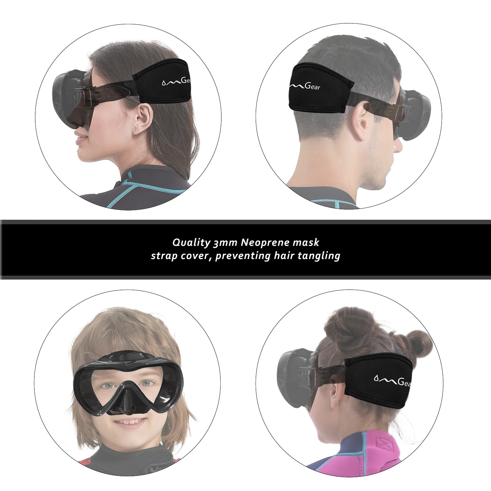 OMGear Máscara de buceo, equipo de esnórquel, máscara de esnórquel para niños y adultos, gafas de natación de silicona con cubierta de nariz para buceo, pesca submarina, correa de neopreno resistente